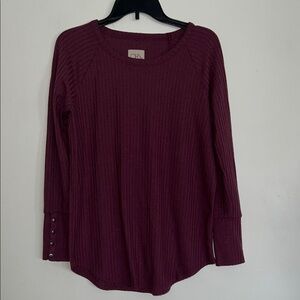 Women's Burgundy Ribbed Top